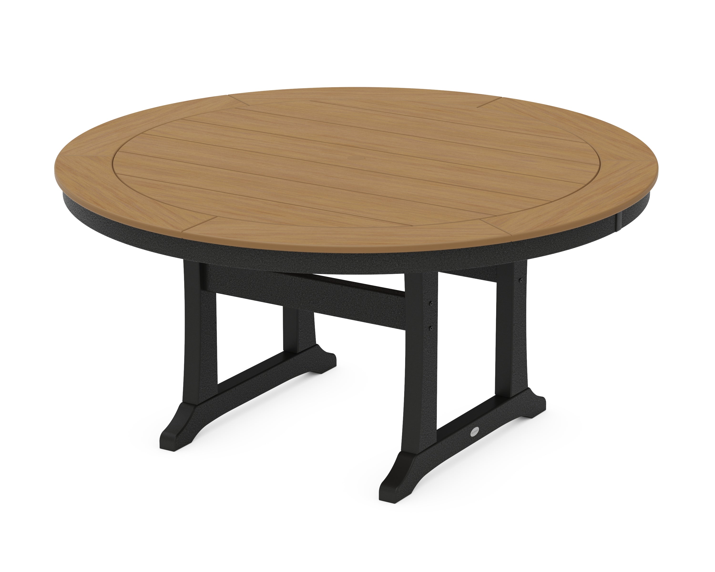 POLYWOOD® Nautical Trestle 60" Round Dining Table in Black / Natural