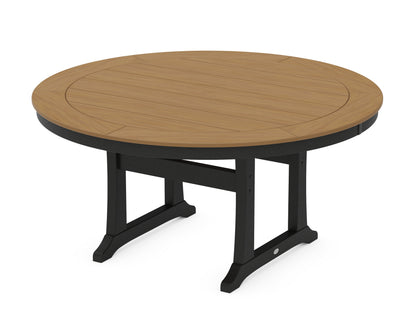 POLYWOOD® Nautical Trestle 60" Round Dining Table in Black / Natural
