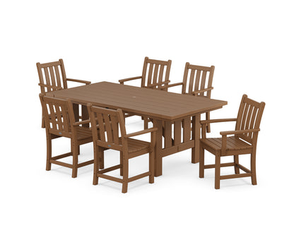 POLYWOOD® Traditional Garden Arm Chair 7-Piece Mission Dining Set in Teak