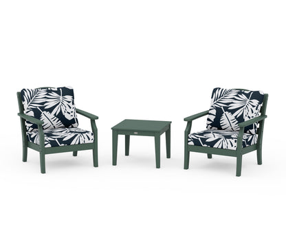 Draper James™ by  POLYWOOD® Savannah 3-Piece Deep Seating Set in Green / Leaf Marine Indigo