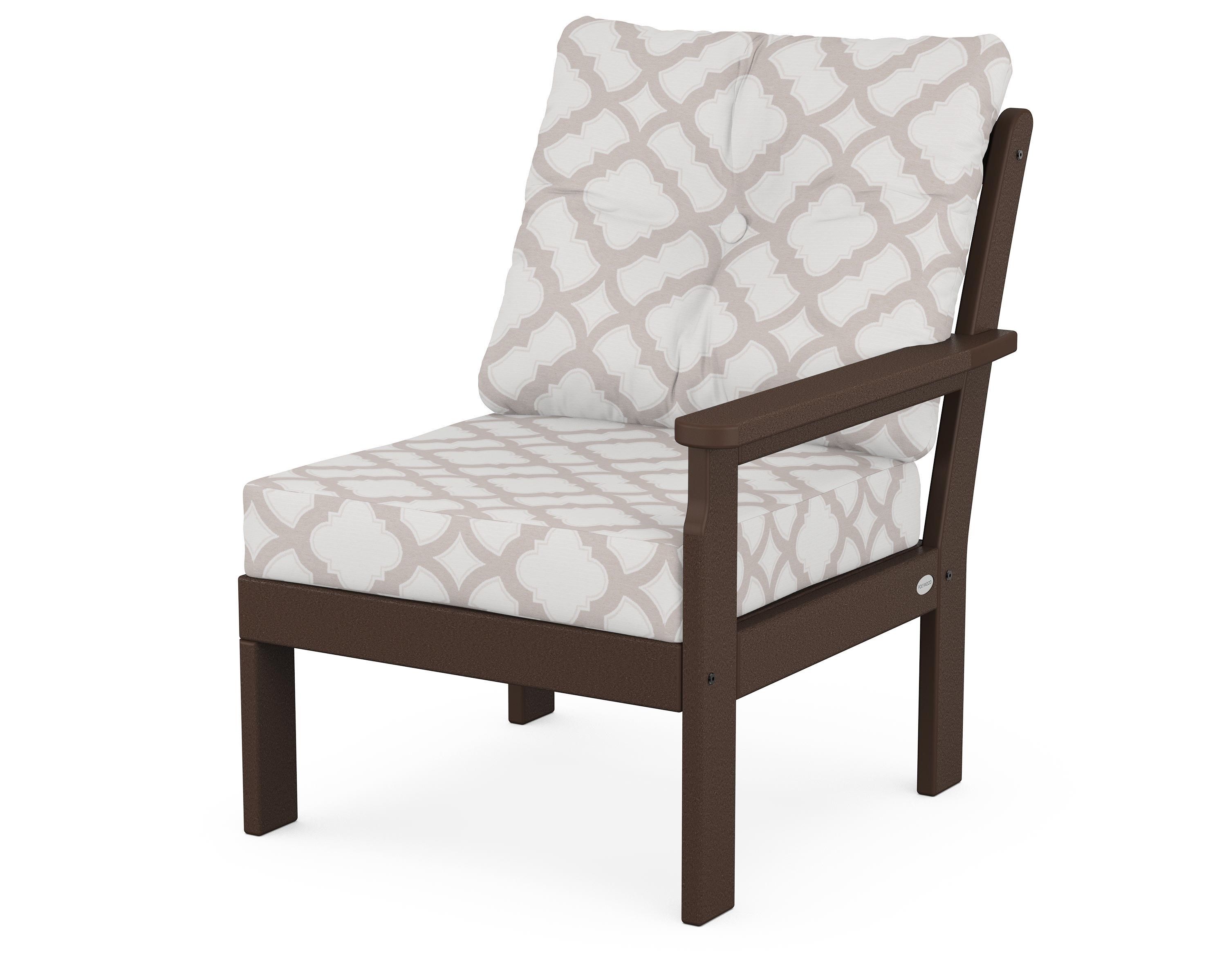POLYWOOD® Vineyard Modular Right Arm Chair in Mahogany / Trellis Dune Burlap