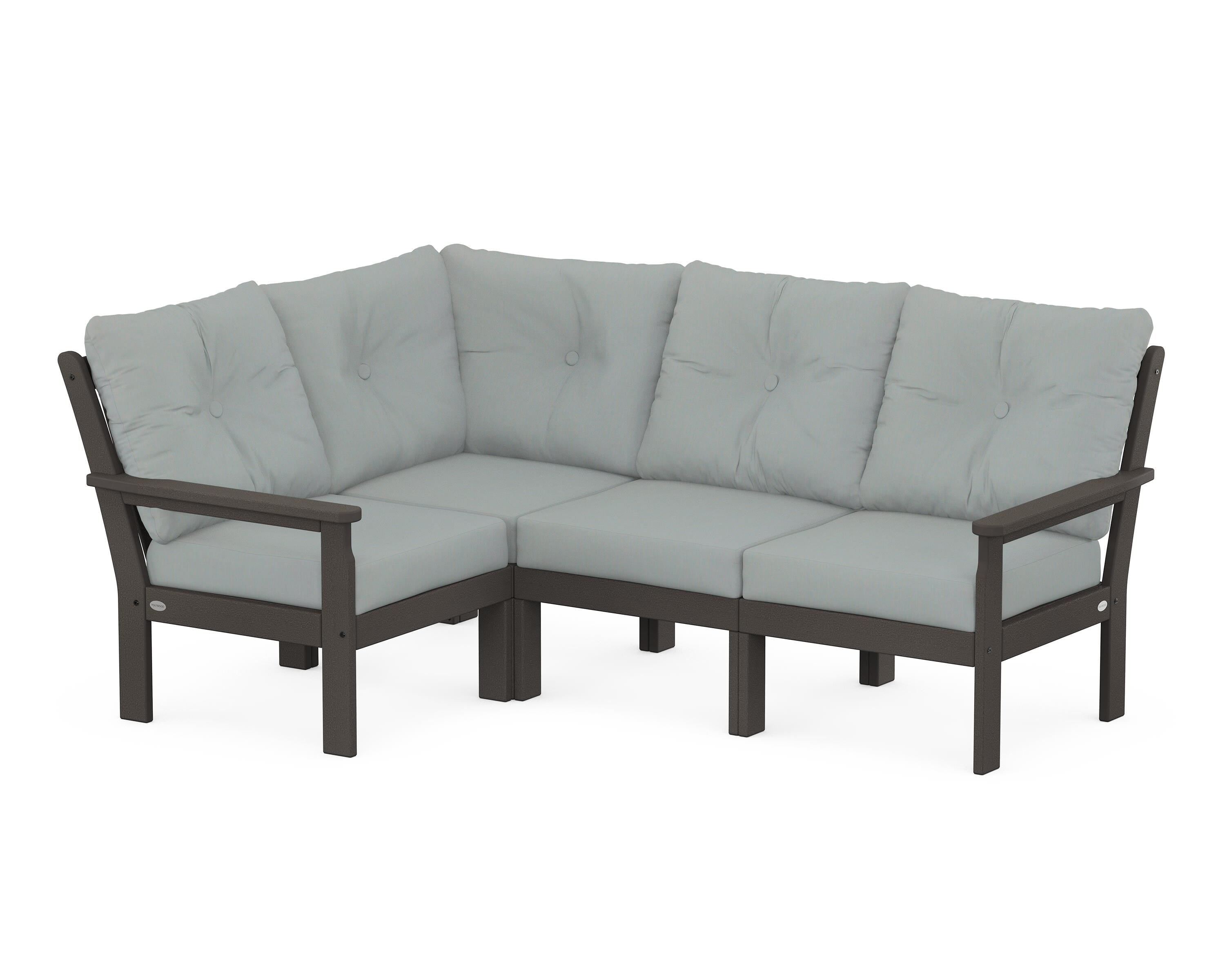 POLYWOOD® Vineyard 4-Piece Sectional in Vintage Coffee / Spa
