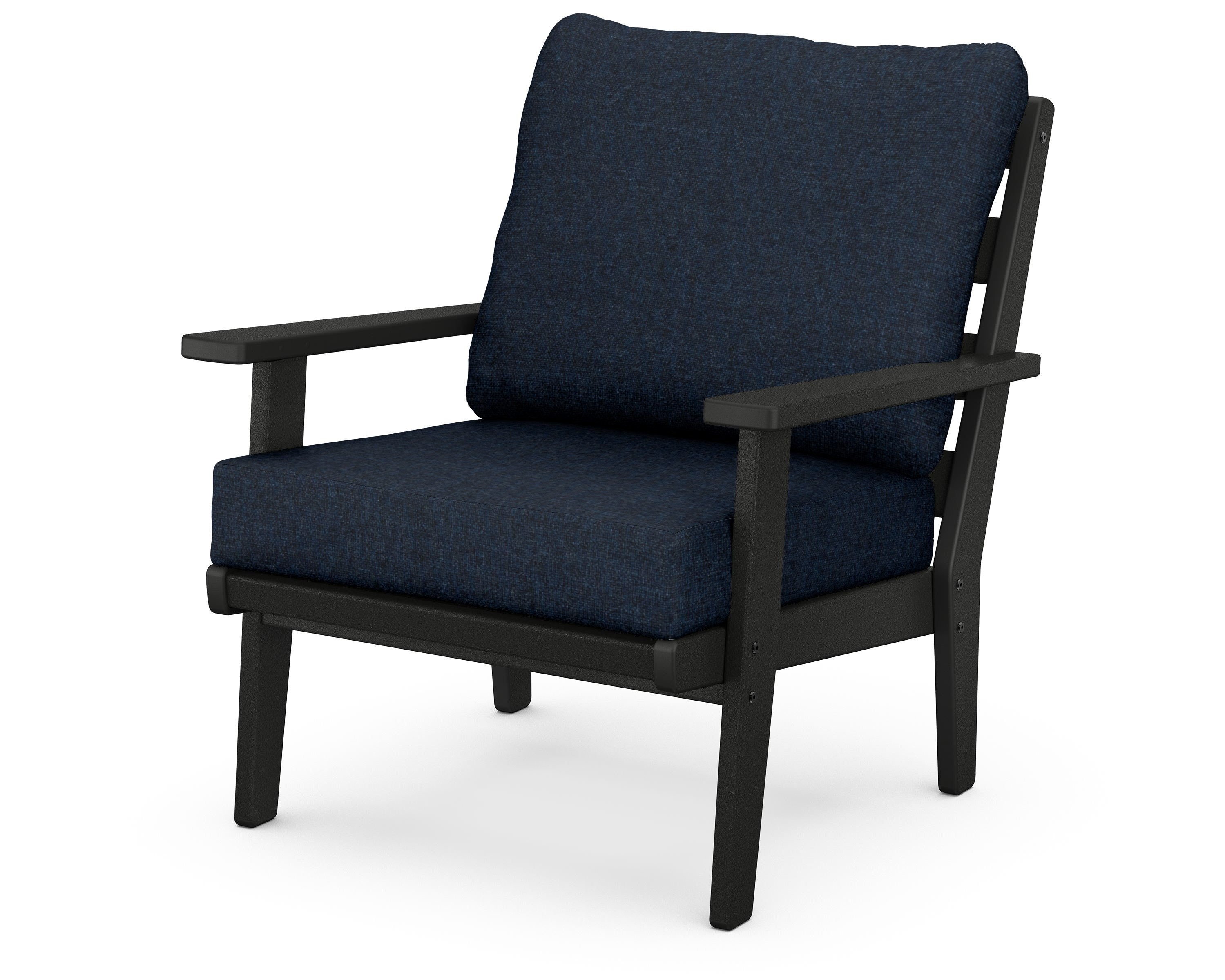 POLYWOOD® Grant Park Deep Seating Chair in Black / Marine Indigo