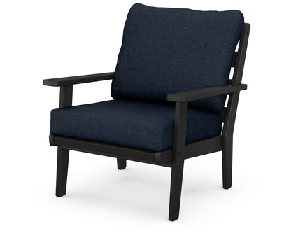 POLYWOOD® Grant Park Deep Seating Chair in Black / Marine Indigo