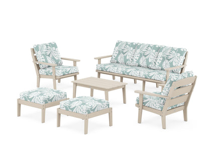 POLYWOOD® Lakeside 6-Piece Lounge Sofa Set in Sand / Leaf Glacier Spa