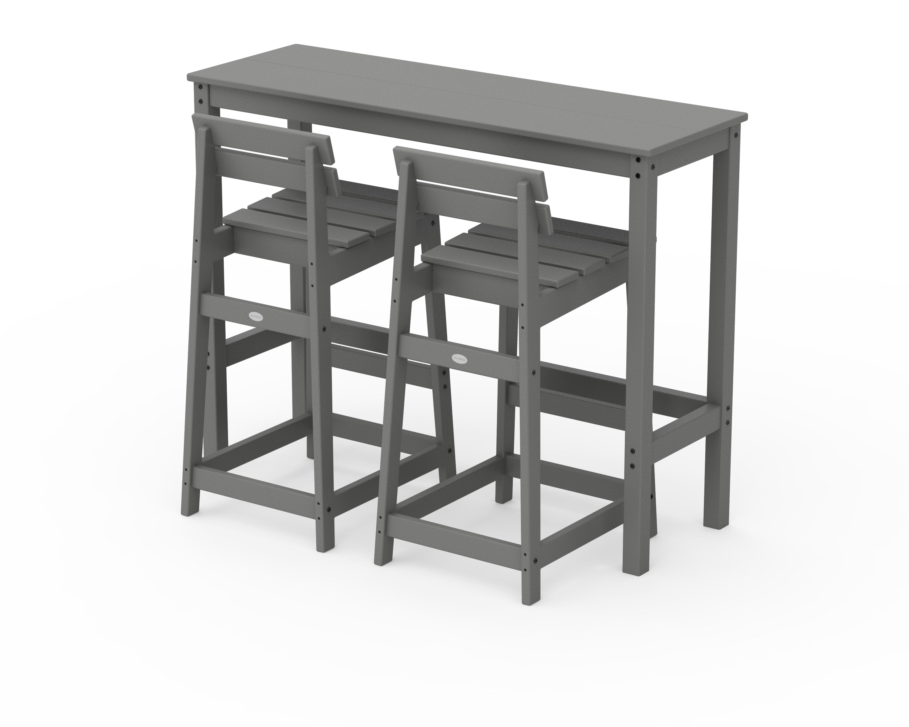 POLYWOOD® Modern Studio Plaza Lowback Bar Chair 3-Piece Balcony Set in Slate Grey