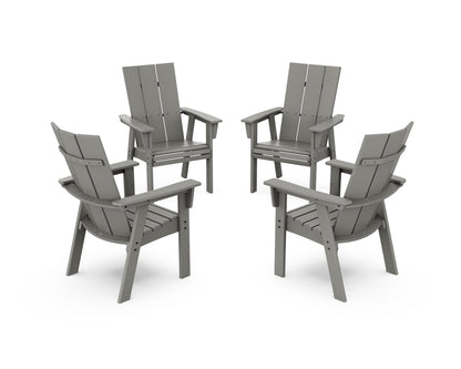 POLYWOOD® Modern 4-Piece Curveback Upright Adirondack Conversation Set in Slate Grey