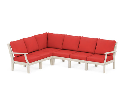 POLYWOOD® Braxton Modular 6-Piece Deep Seating Set in Sand / Crimson Linen