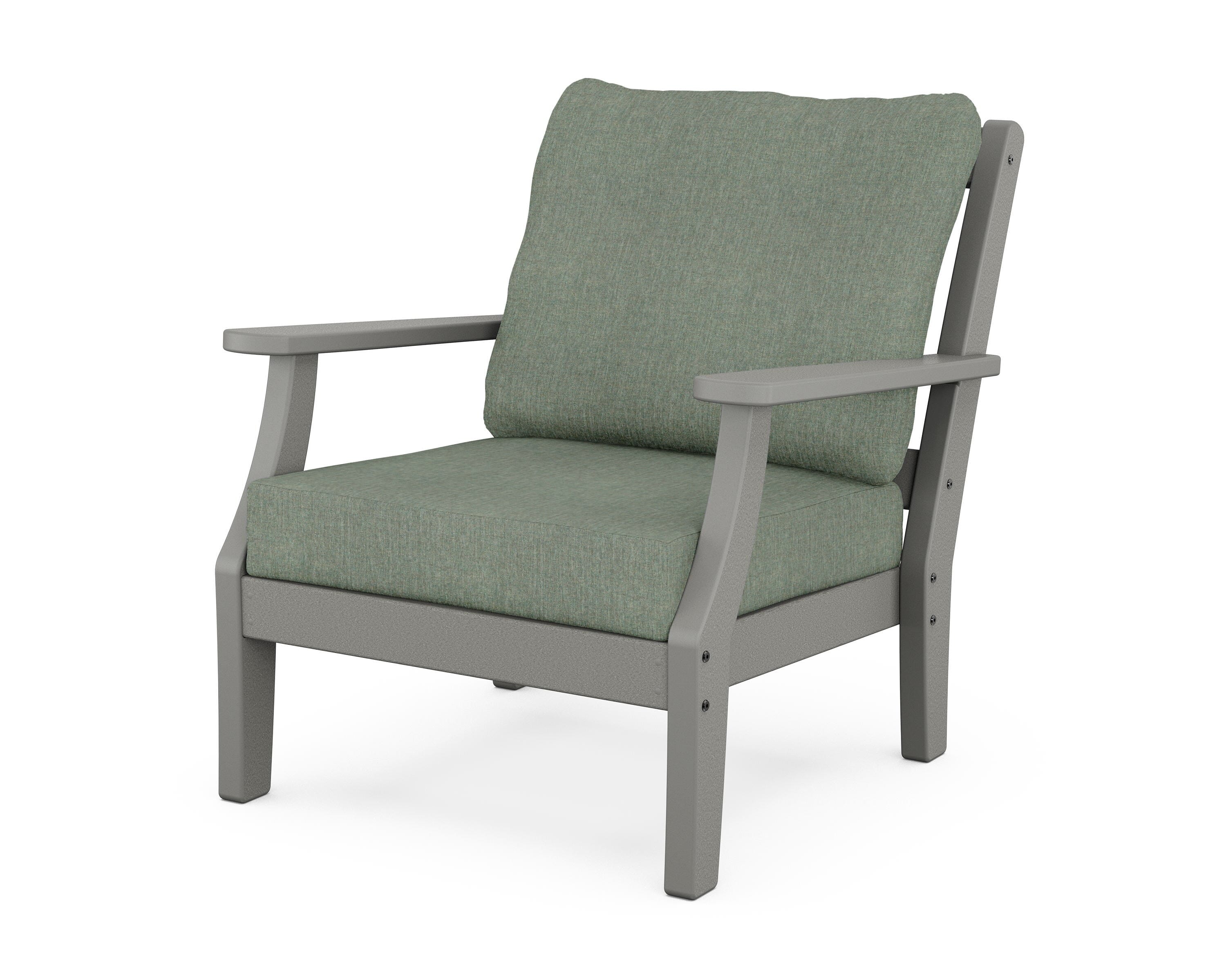 Martha Stewart by POLYWOOD® Chinoiserie Deep Seating Chair in Slate Grey / Cast Sage