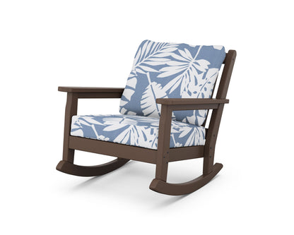 POLYWOOD® Chippendale Deep Seating Rocking Chair in Mahogany / Leaf Sky Blue