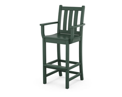 POLYWOOD® Traditional Garden Bar Arm Chair in Green