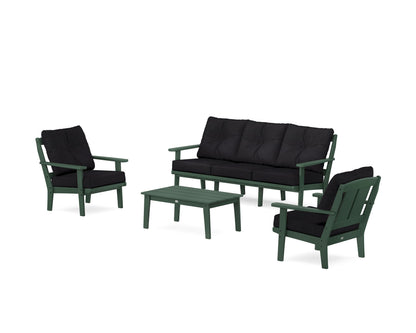 POLYWOOD® Mission 4-Piece Deep Seating Set with Sofa in Green / Midnight Linen