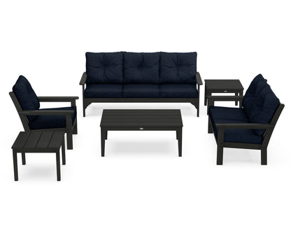 POLYWOOD® Vineyard 6-Piece Deep Seating Set in Green / Marine Indigo
