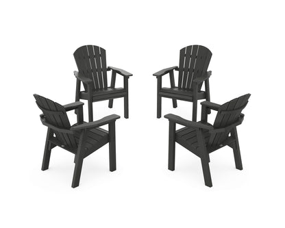 POLYWOOD® Seashell 4-Piece Upright Adirondack Conversation Set in Black