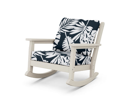POLYWOOD® Chippendale Deep Seating Rocking Chair in Sand / Leaf Marine Indigo