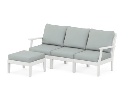 POLYWOOD® Braxton Modular 4-Piece Deep Seating Set with Ottoman in White / Spa