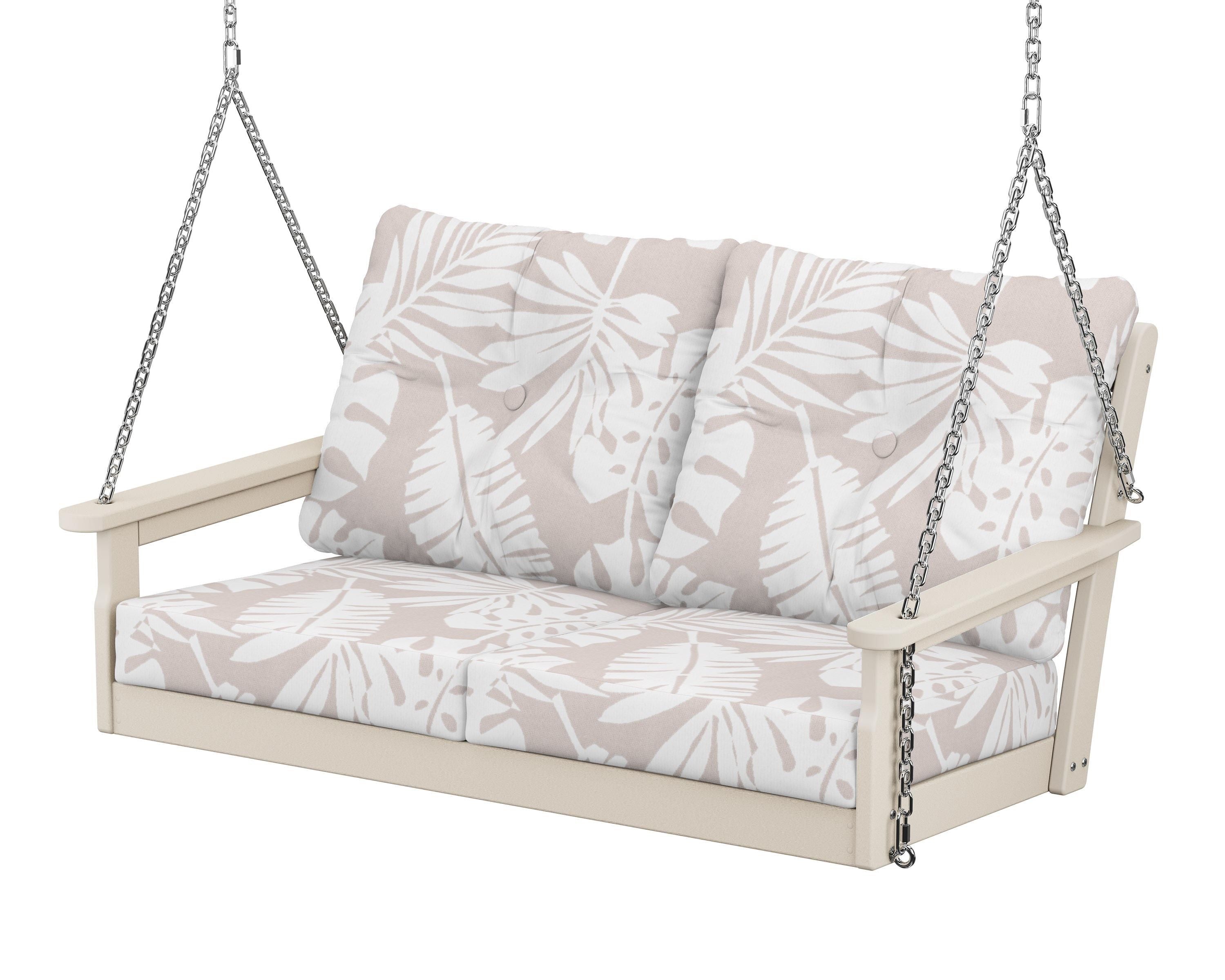 POLYWOOD® Vineyard Deep Seating Swing in Sand / Leaf Dune Burlap