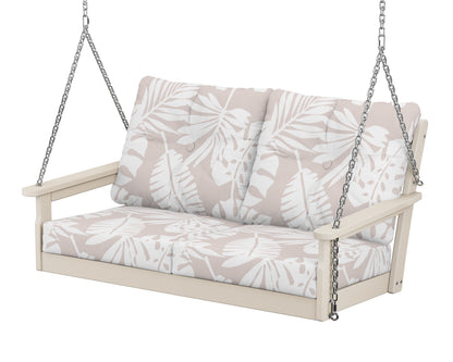 POLYWOOD® Vineyard Deep Seating Swing in Sand / Leaf Dune Burlap