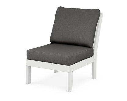 POLYWOOD® Braxton Modular Armless Chair in White / Spectrum Carbon