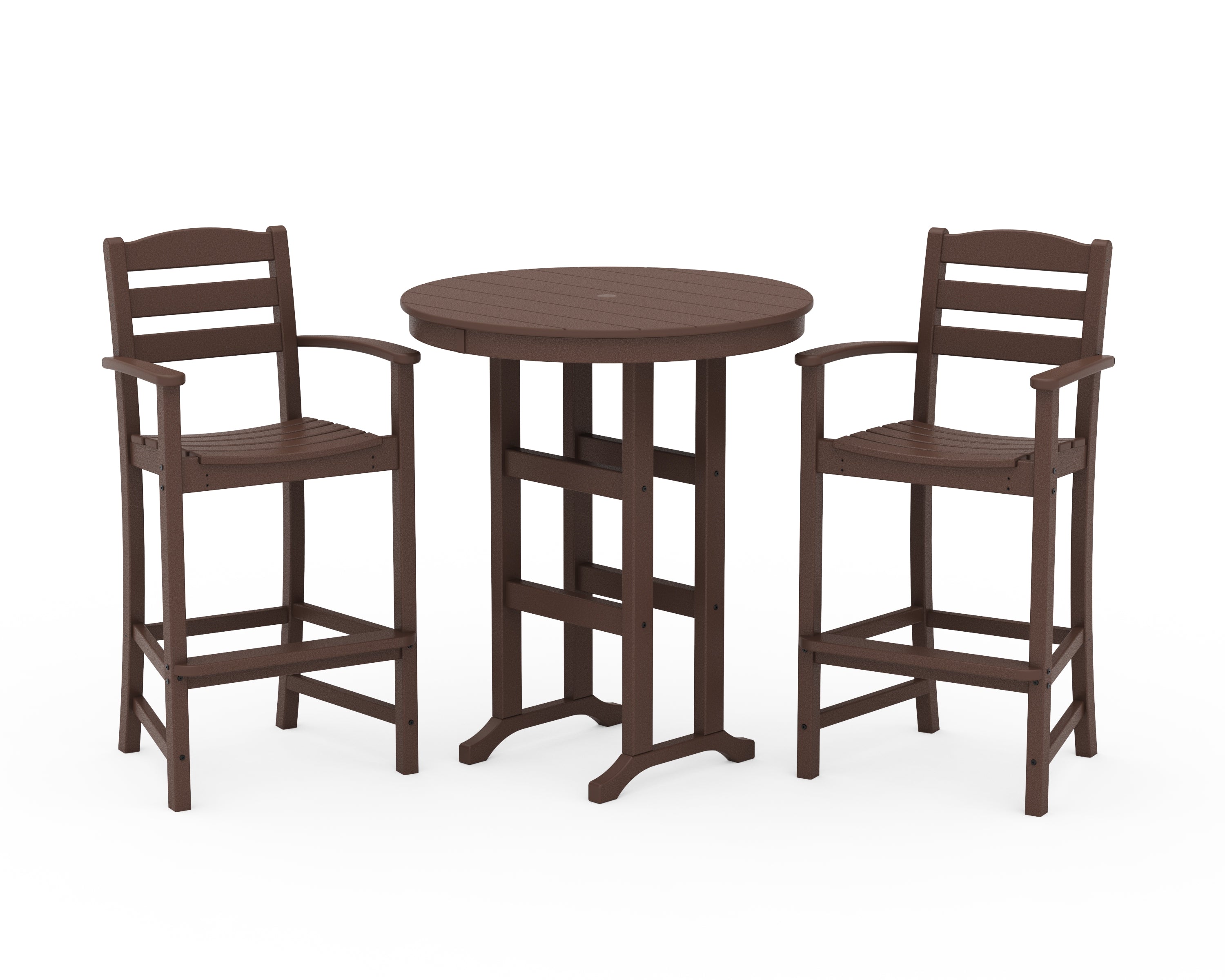 POLYWOOD® La Casa Café 3-Piece Round Farmhouse Bar Set in Mahogany