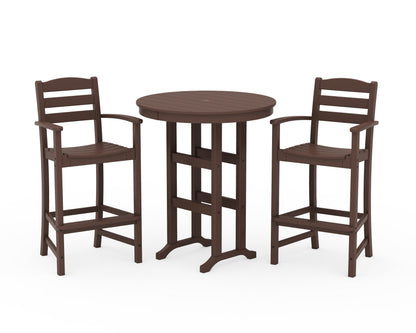 POLYWOOD® La Casa Café 3-Piece Round Farmhouse Bar Set in Mahogany