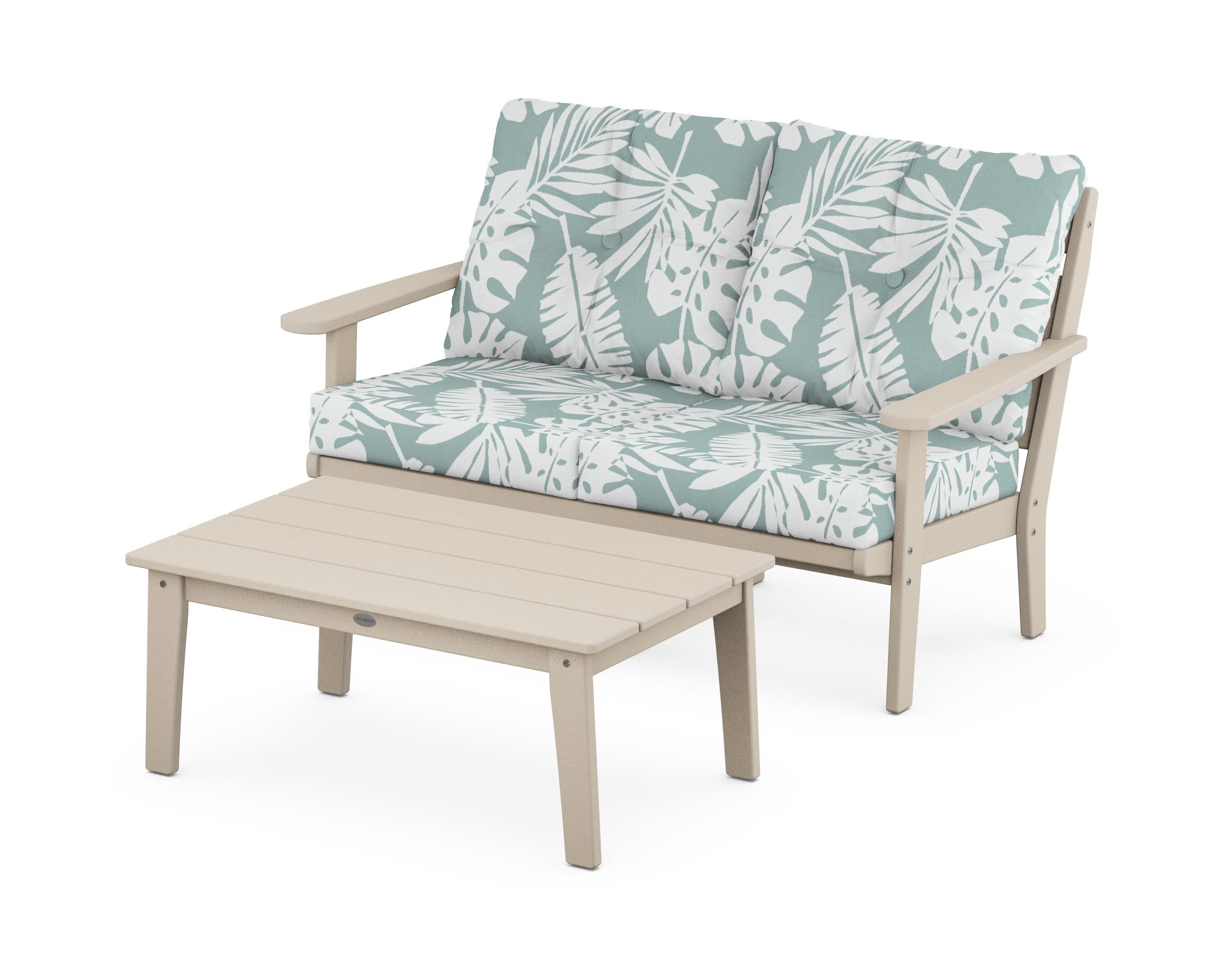 POLYWOOD® Lakeside 2-Piece Lounge Loveseat Set in Sand / Leaf Glacier Spa