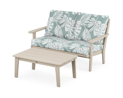 POLYWOOD® Lakeside 2-Piece Lounge Loveseat Set in Sand / Leaf Glacier Spa