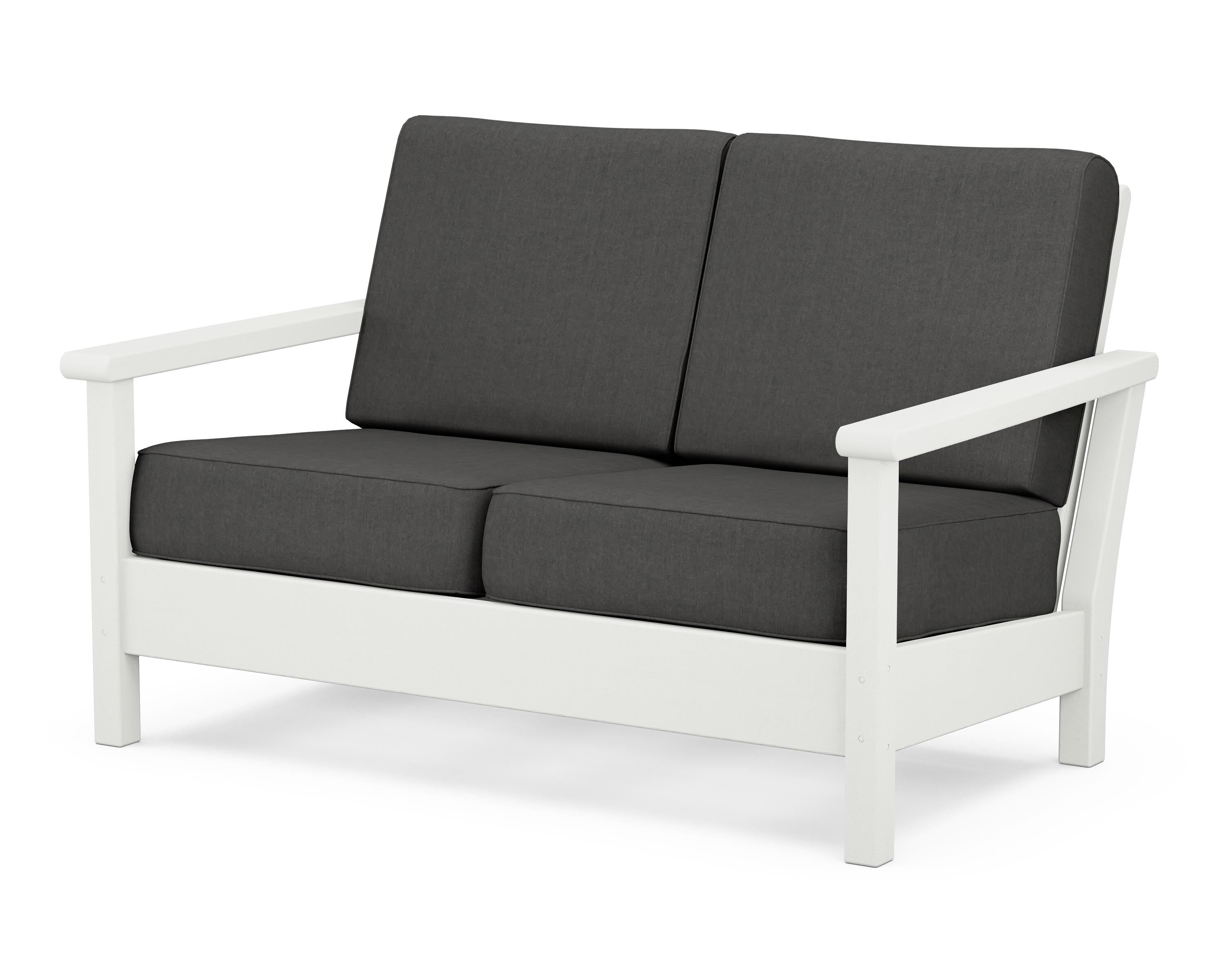 POLYWOOD® Harbour Deep Seating Loveseat in Vintage White / Spectrum Carbon