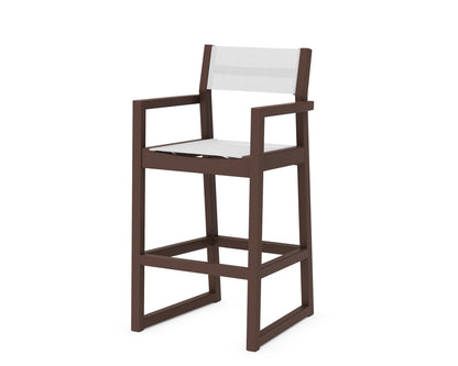 POLYWOOD® EDGE Sling Bar Arm Chair in Mahogany / White Sling