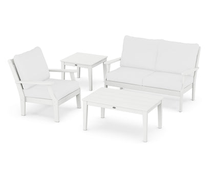 POLYWOOD® Braxton 4-Piece Deep Seating Set in White / Natural