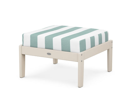 POLYWOOD® Braxton Deep Seating Ottoman in Sand / Cabana Stripe Glacier Spa
