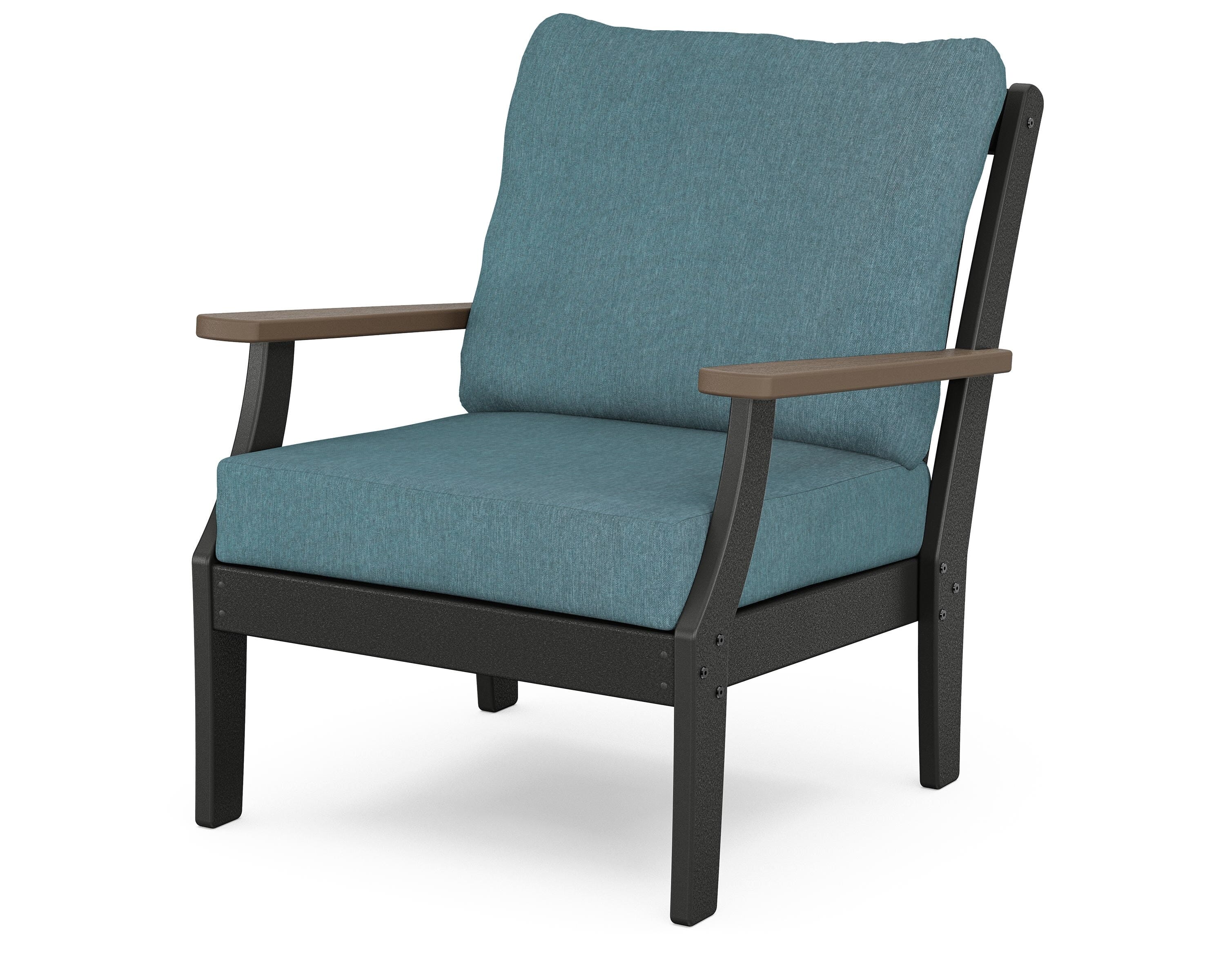 POLYWOOD® Braxton Deep Seating Chair in Black / Kona / Ocean Teal
