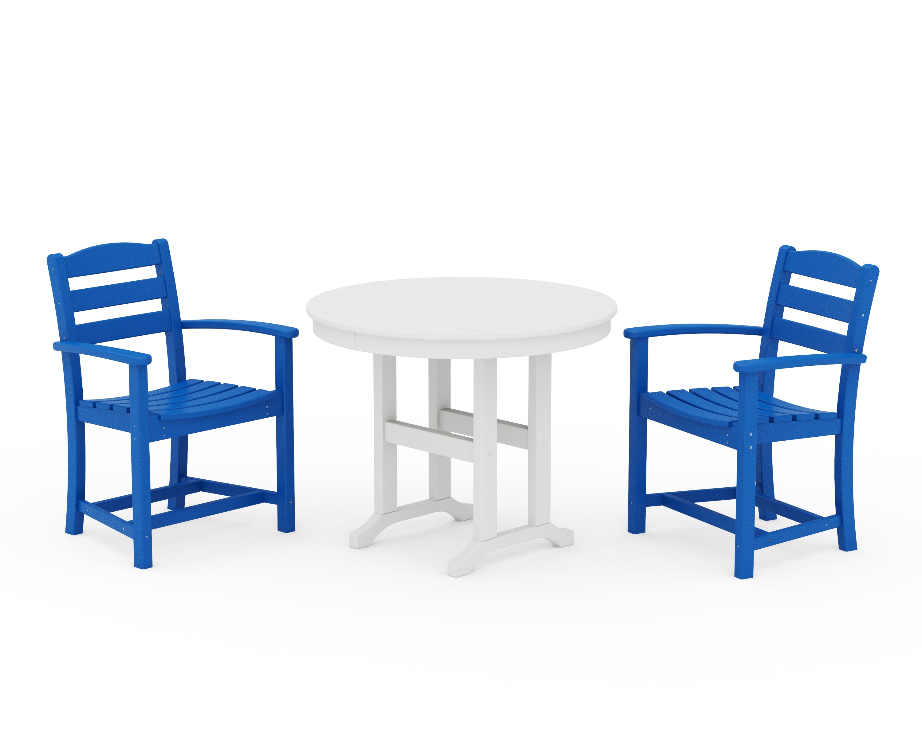 POLYWOOD® La Casa Café 3-Piece Round Dining Set in Pacific Blue / White