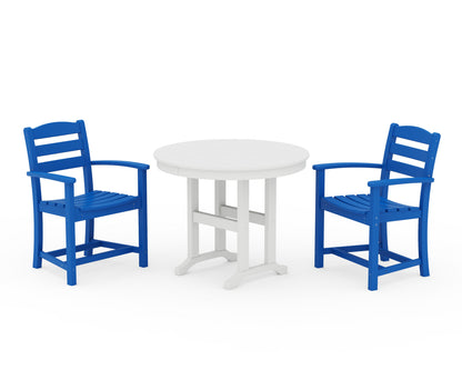POLYWOOD® La Casa Café 3-Piece Round Dining Set in Pacific Blue / White