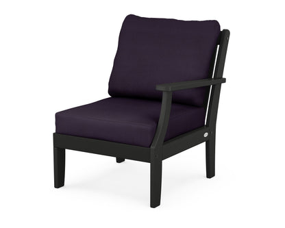 POLYWOOD® Braxton Modular Right Arm Chair in Black / Navy Linen
