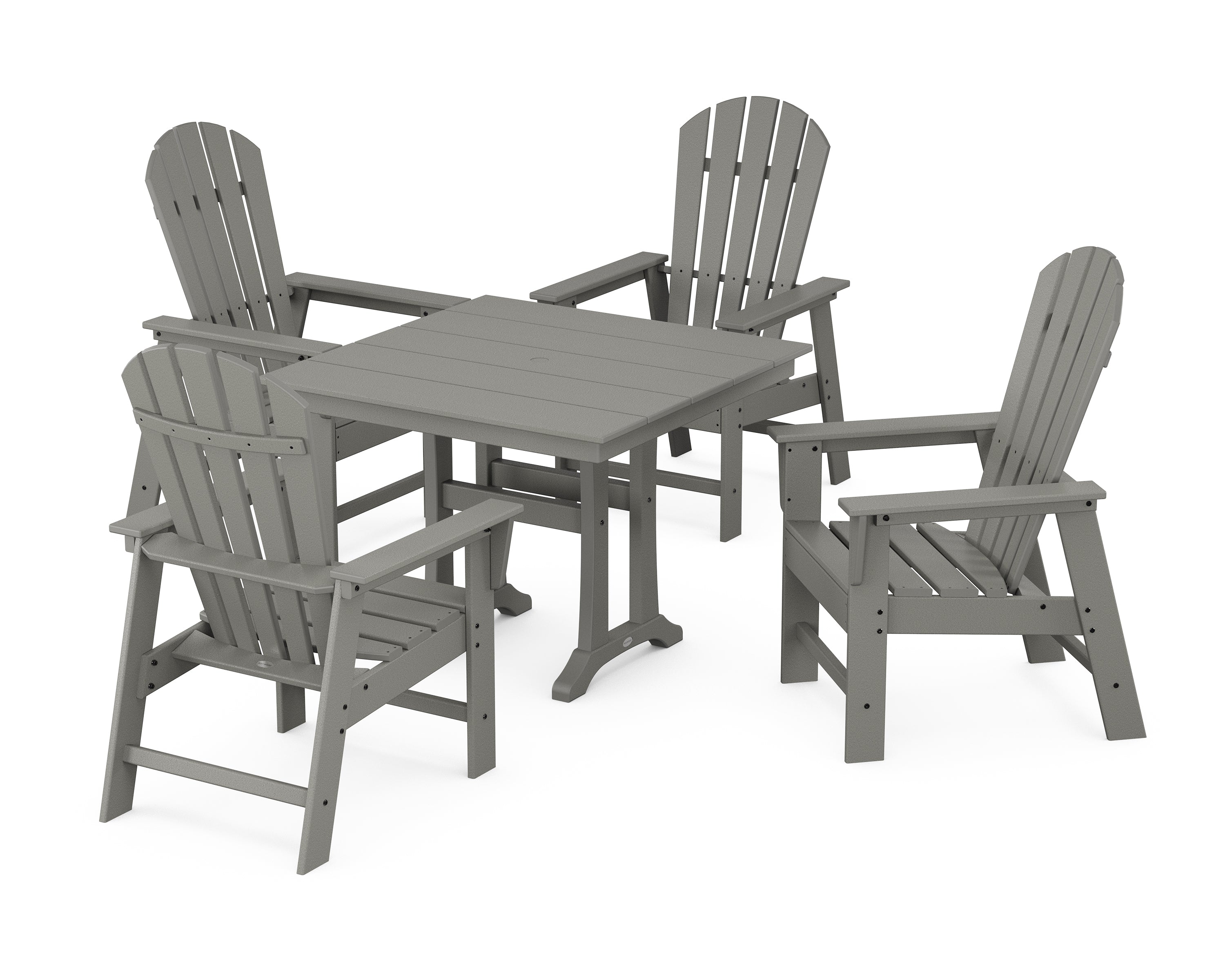 POLYWOOD® South Beach 5-Piece Farmhouse Dining Set With Trestle Legs in Slate Grey