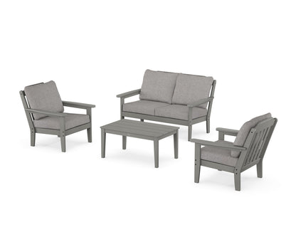 Country Living Cottage 4-Piece Deep Seating Set with Loveseat in Slate Grey / Grey Mist