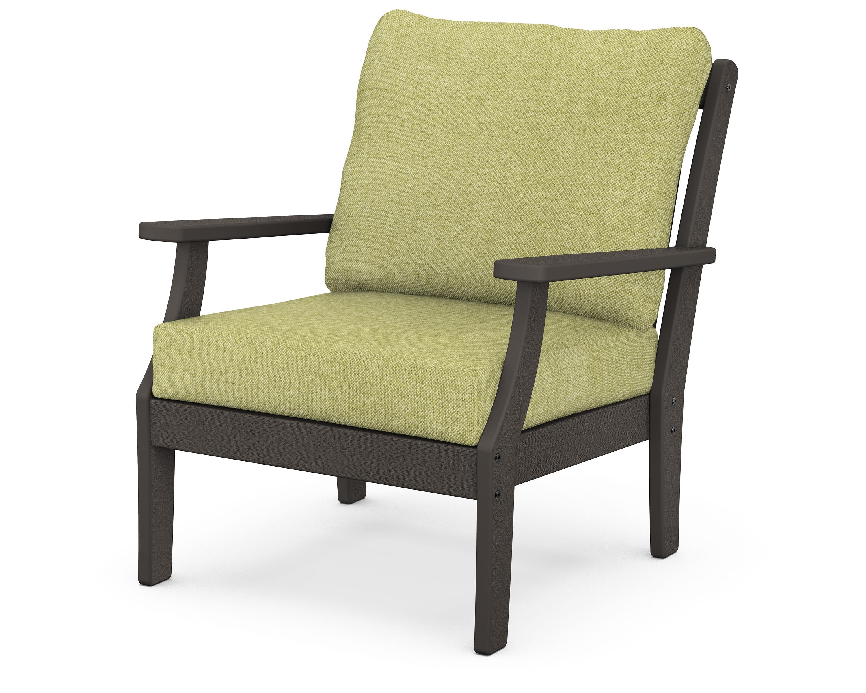 POLYWOOD® Braxton Deep Seating Chair in Vintage Coffee / Chartreuse Boucle