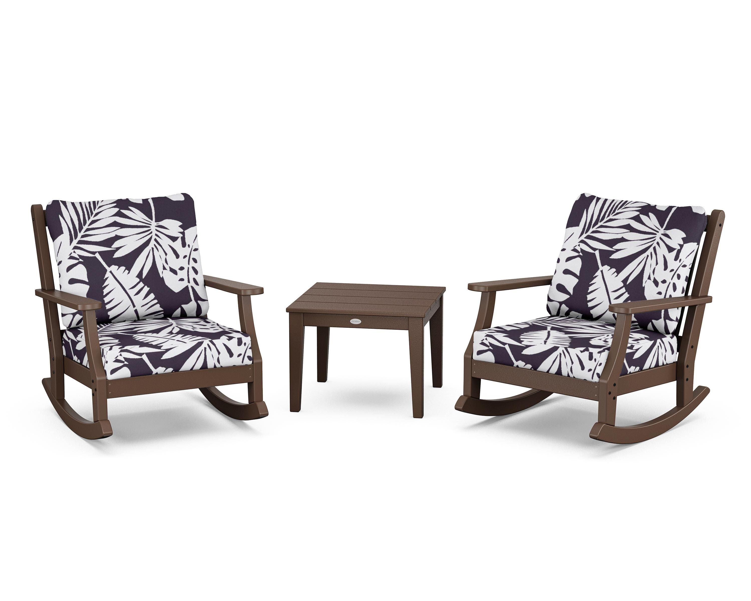 Country Living Wovendale 3-Piece Deep Seating Rocker Set in Mahogany / Leaf Navy