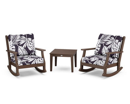 Country Living Wovendale 3-Piece Deep Seating Rocker Set in Mahogany / Leaf Navy