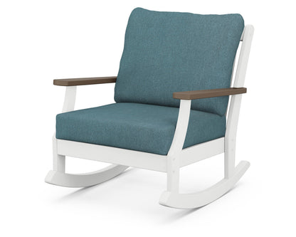 POLYWOOD® Braxton Deep Seating Rocking Chair in White / Kona / Ocean Teal
