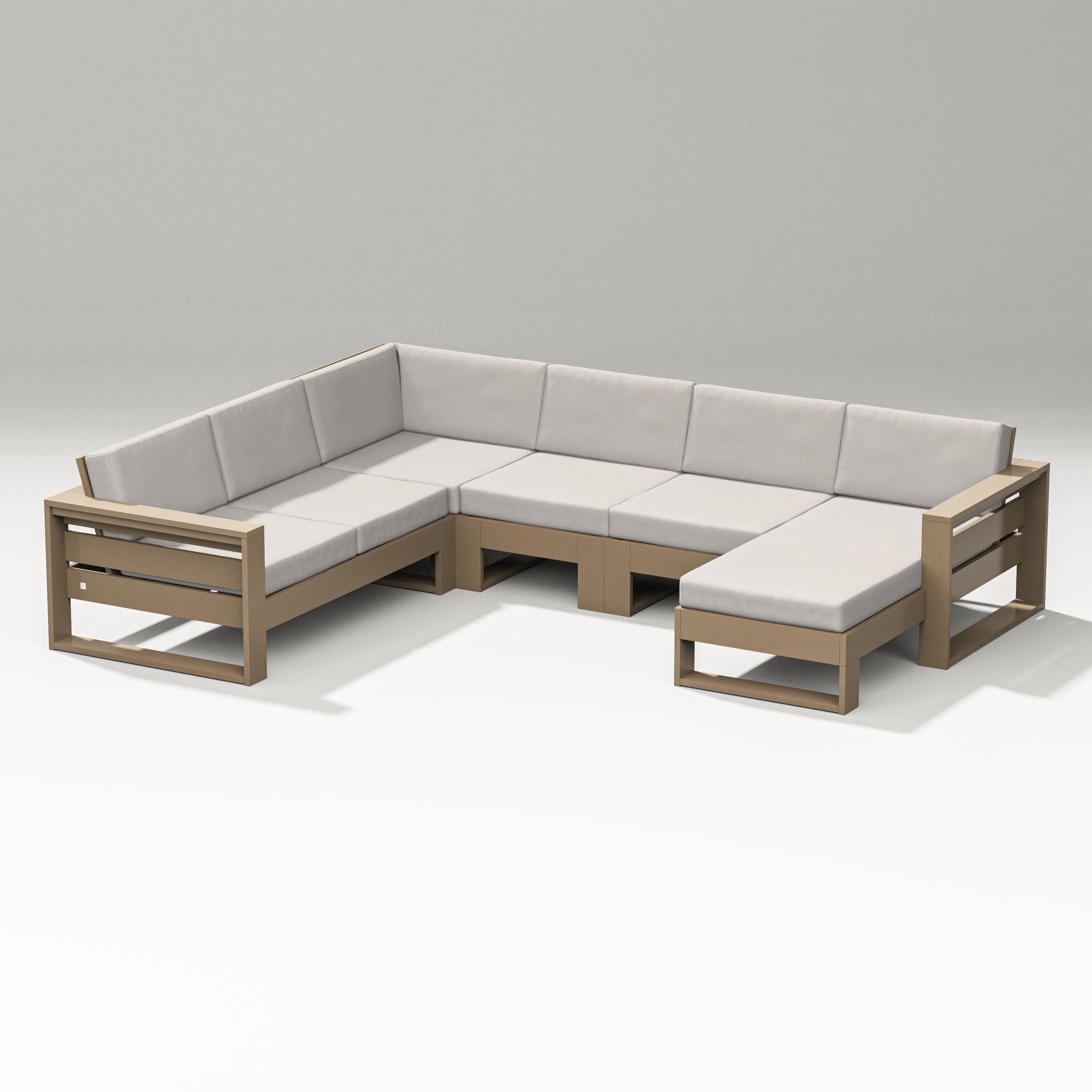 PW Designer Series Latitude Corner Sectional with Right Chaise in Vintage Sahara / Cast Ash
