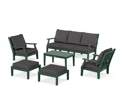 Country Living Wovendale 6-Piece Lounge Sofa Set in Green / Ash Charcoal