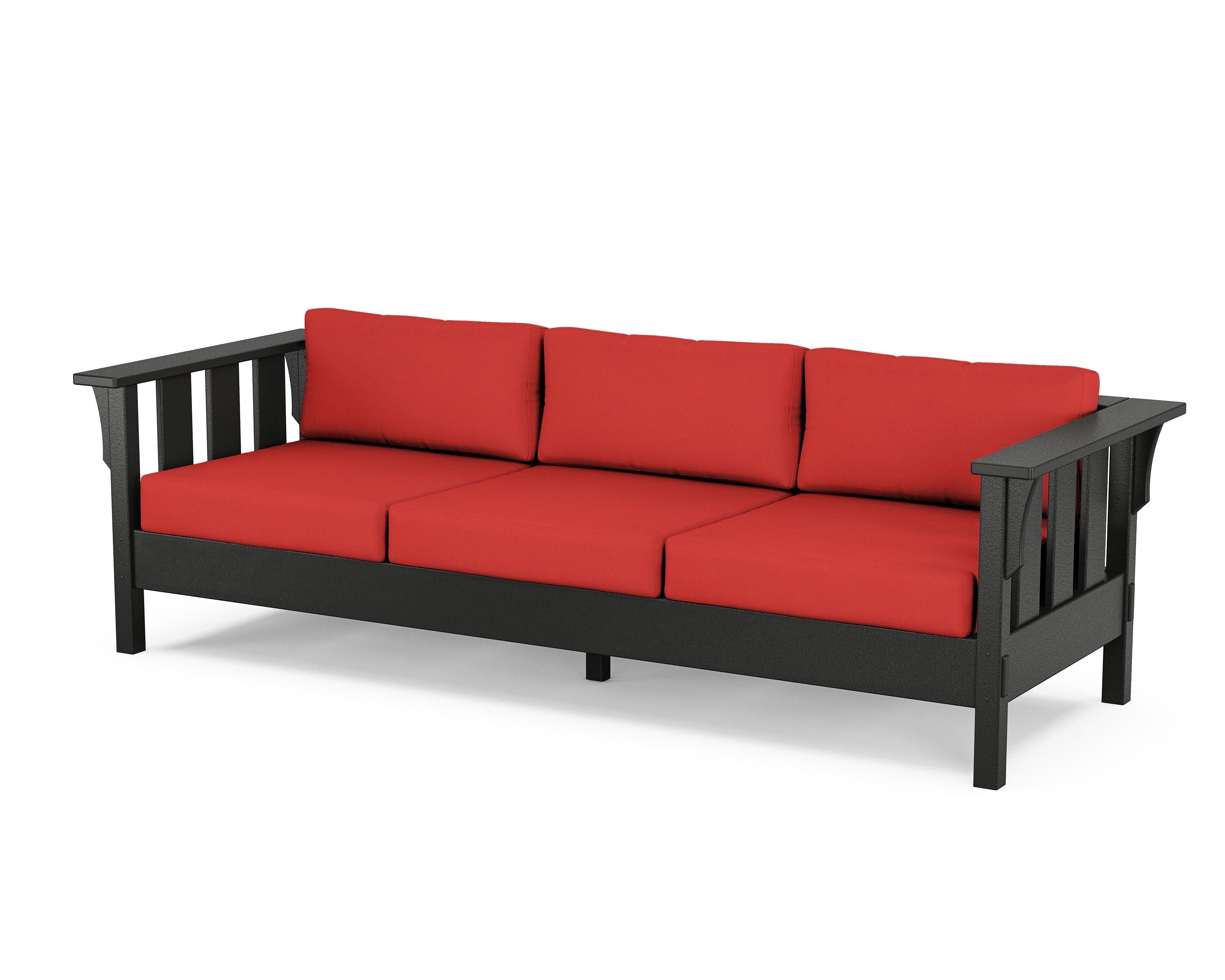 Martha Stewart by POLYWOOD® Acadia Deep Seating Sofa in Black / Crimson Linen