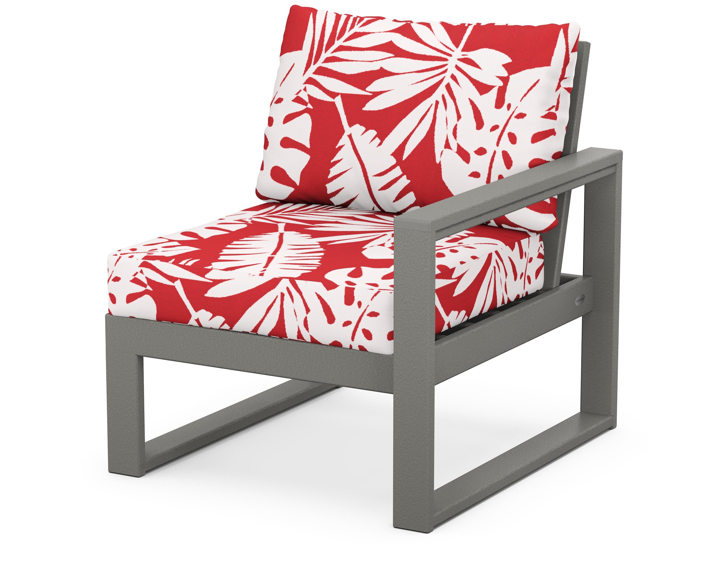 POLYWOOD® EDGE Modular Right Arm Chair in Slate Grey / Leaf Crimson