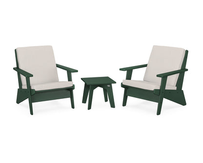 POLYWOOD® Riviera Modern Lounge 3-Piece Set in Green / Cast Ash
