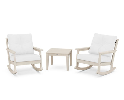POLYWOOD® Vineyard 3-Piece Deep Seating Rocker Set in Sand / Natural