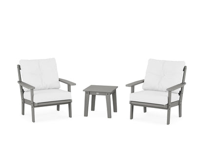 POLYWOOD® Oxford 3-Piece Deep Seating Set in Slate Grey / Natural