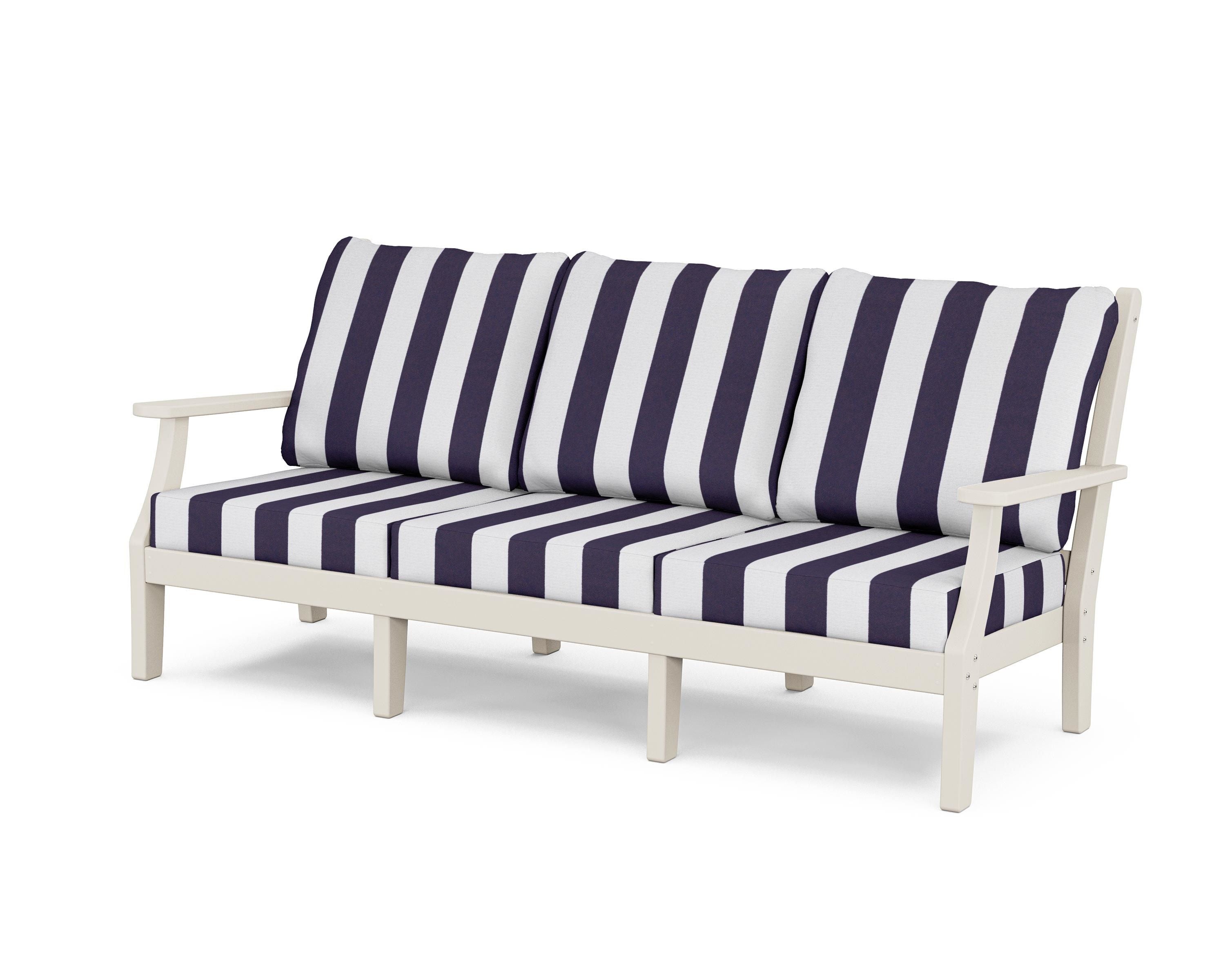 Country Living Wovendale Deep Seating Sofa in Sand / Cabana Stripe Navy