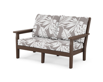 POLYWOOD® Chippendale Deep Seating Loveseat in Mahogany / Leaf Grey Mist